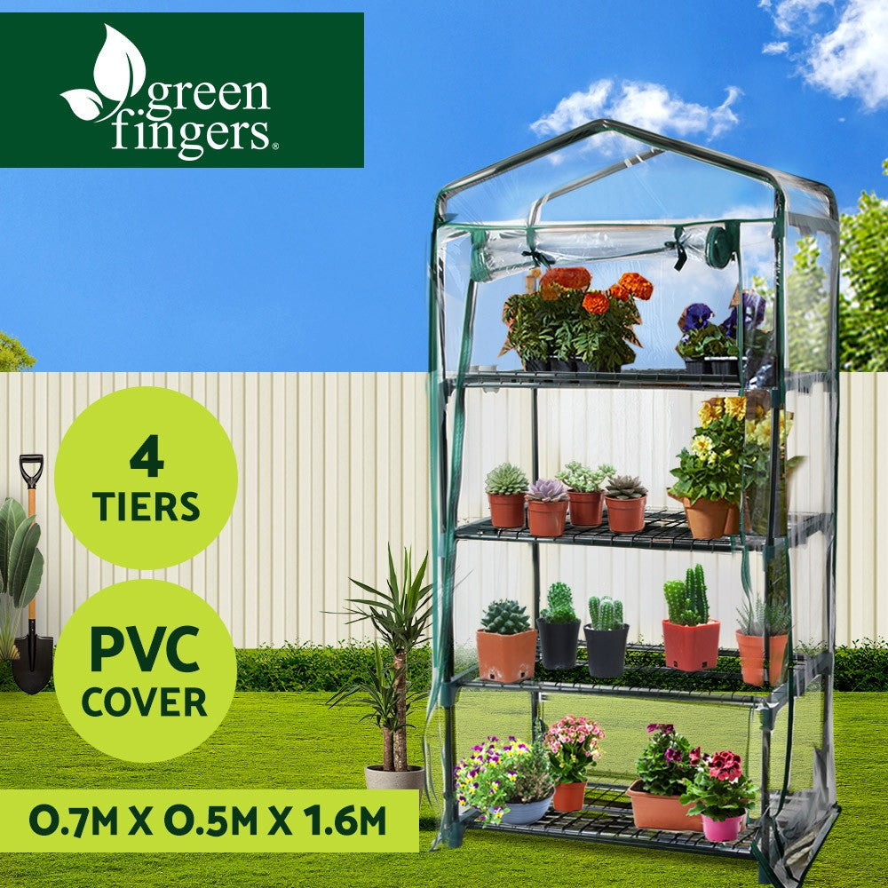 Green Fingers Greenhouse 4 Tiers Mini Green House Planter Box 0.7x0.5x1.6M