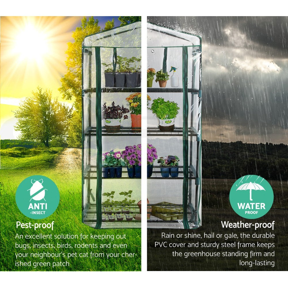 Green Fingers Greenhouse 4 Tiers Mini Green House Planter Box 0.7x0.5x1.6M