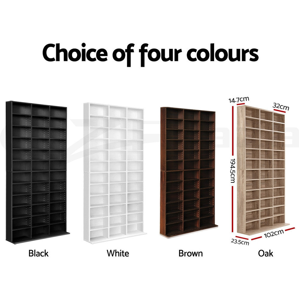 Artiss Bookshelf Display Shelf CD DVD Storage Media Rack Cupboard Black White