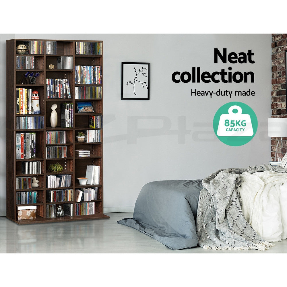 Artiss Bookshelf Display Shelf CD DVD Storage Media Rack Cupboard Black White