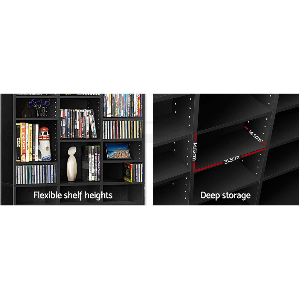 Artiss Bookshelf Display Shelf CD DVD Storage Media Rack Cupboard Black White